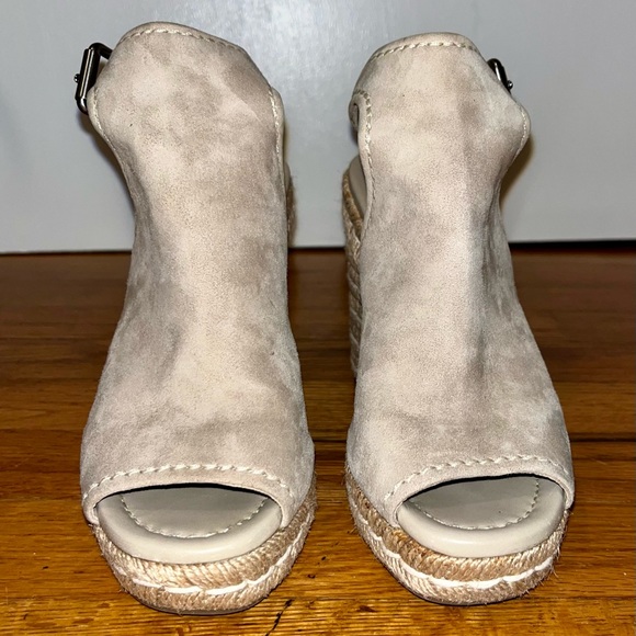 Prada Suede Braided Accents Espadrille Wedge Beige - Picture 6 of 9